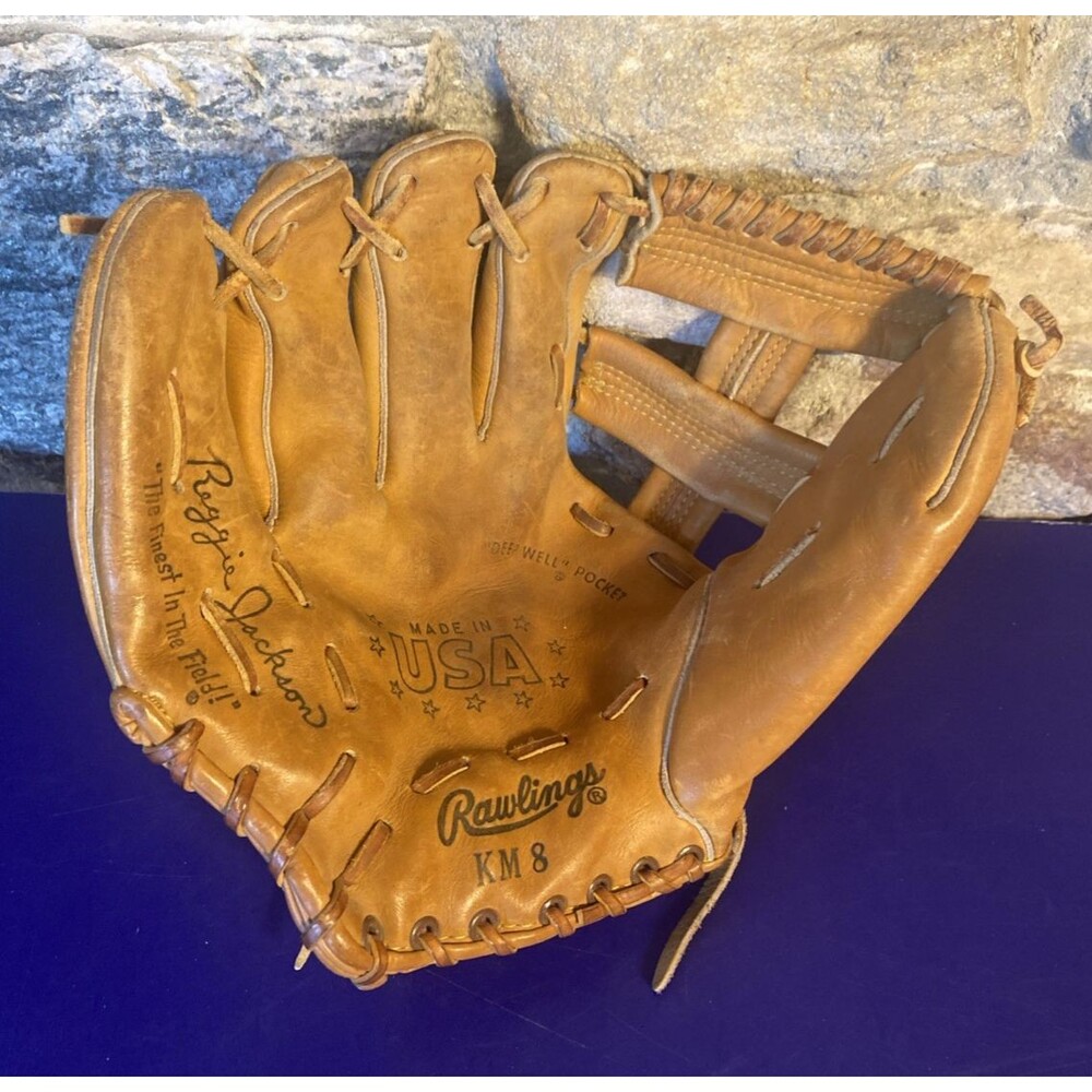 Vintage LHT Rawlings Reggie Jackson KM8 USA Made Leather Adult Baseball Glove